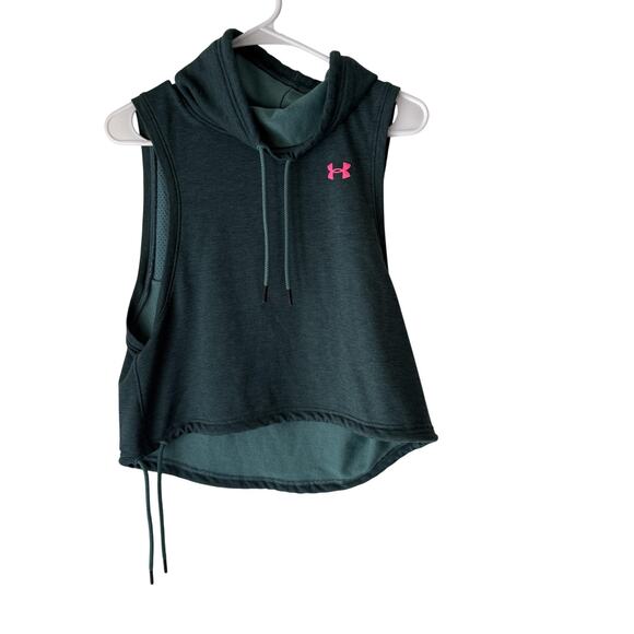 Under Armour Sleeveless Hoodie Womens Small Cowl Neck Performance Drawstring Gym - Picture 1 of 9